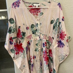 Floral poncho style maternity blouse